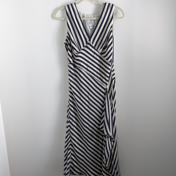 𝅺Suzi Chin Striped Silk Slip Dress Retro Art Deco Style 10 Maxamilist Designer - Picture 7 of 13